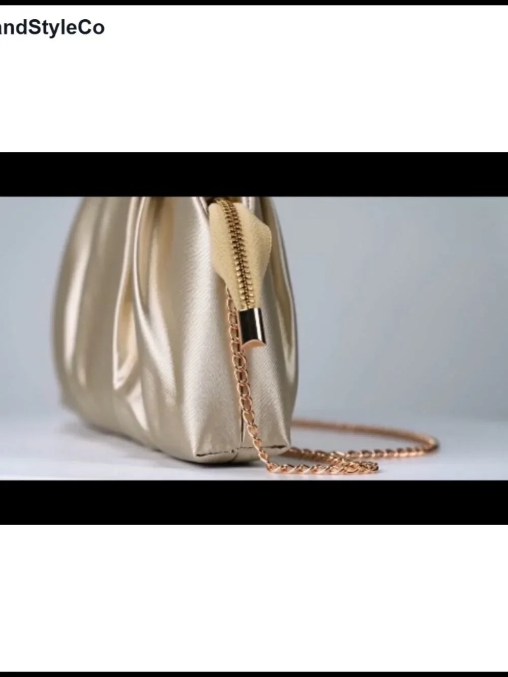 Satin Pleated Clutch Evening Bag Formal Wedding Prom Purse with Chain Strap